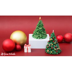 Kerzenform Weihnachtsbaum mit Kugeln. Online Verkauft.