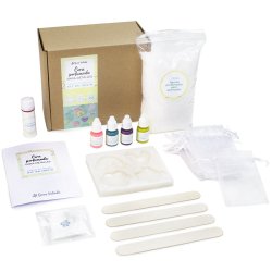 Kit mit Materialien und Rezept zur Herstellung von Duftwachs für Geschenke.